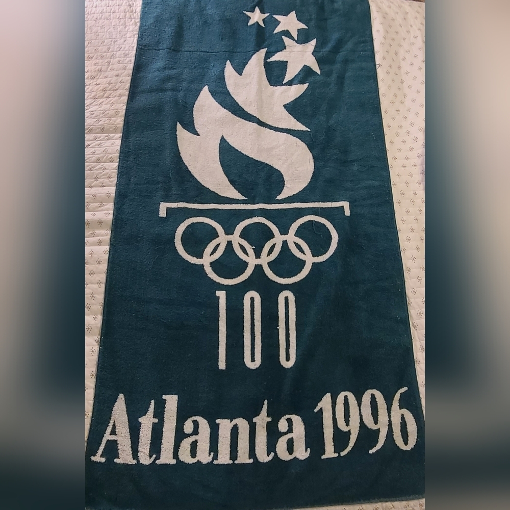 Atlanta 1996 Olympic Bath Towel - Green & White